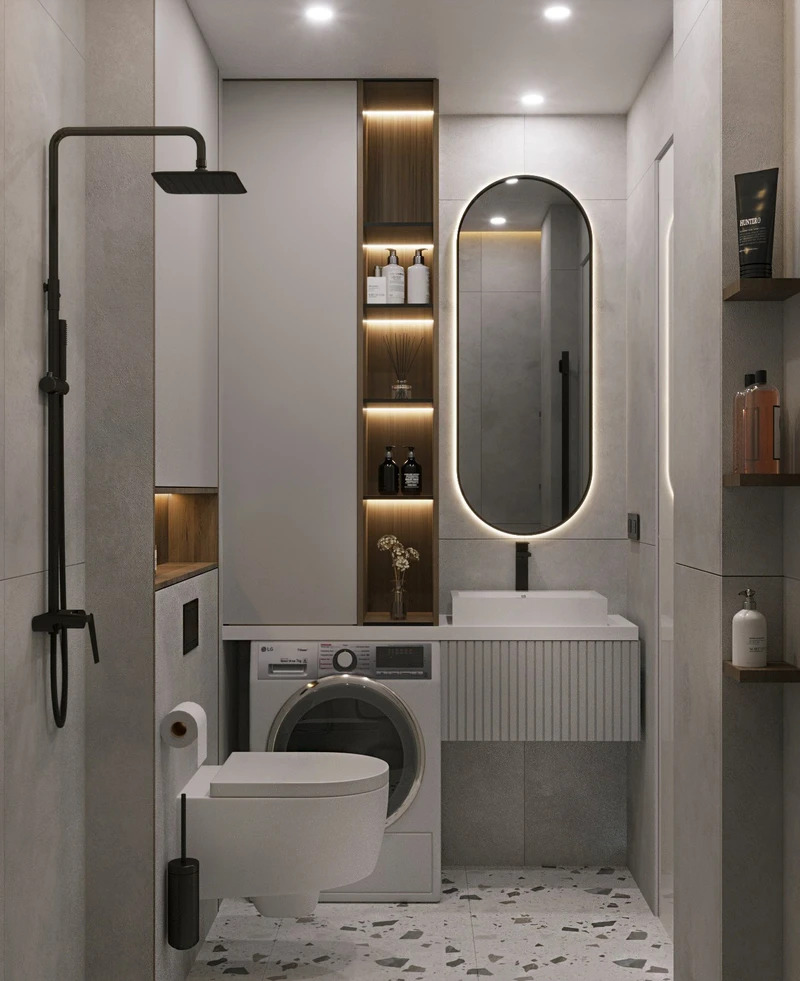 маленькая ванная комната с душевой