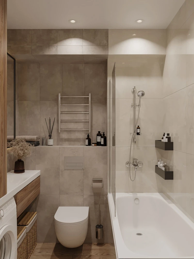 ванная комната в бежевых оттенках