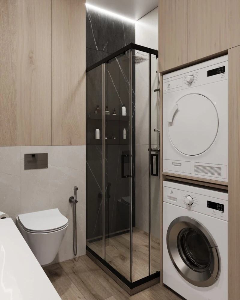 дизайн ванной комнаты с душевой