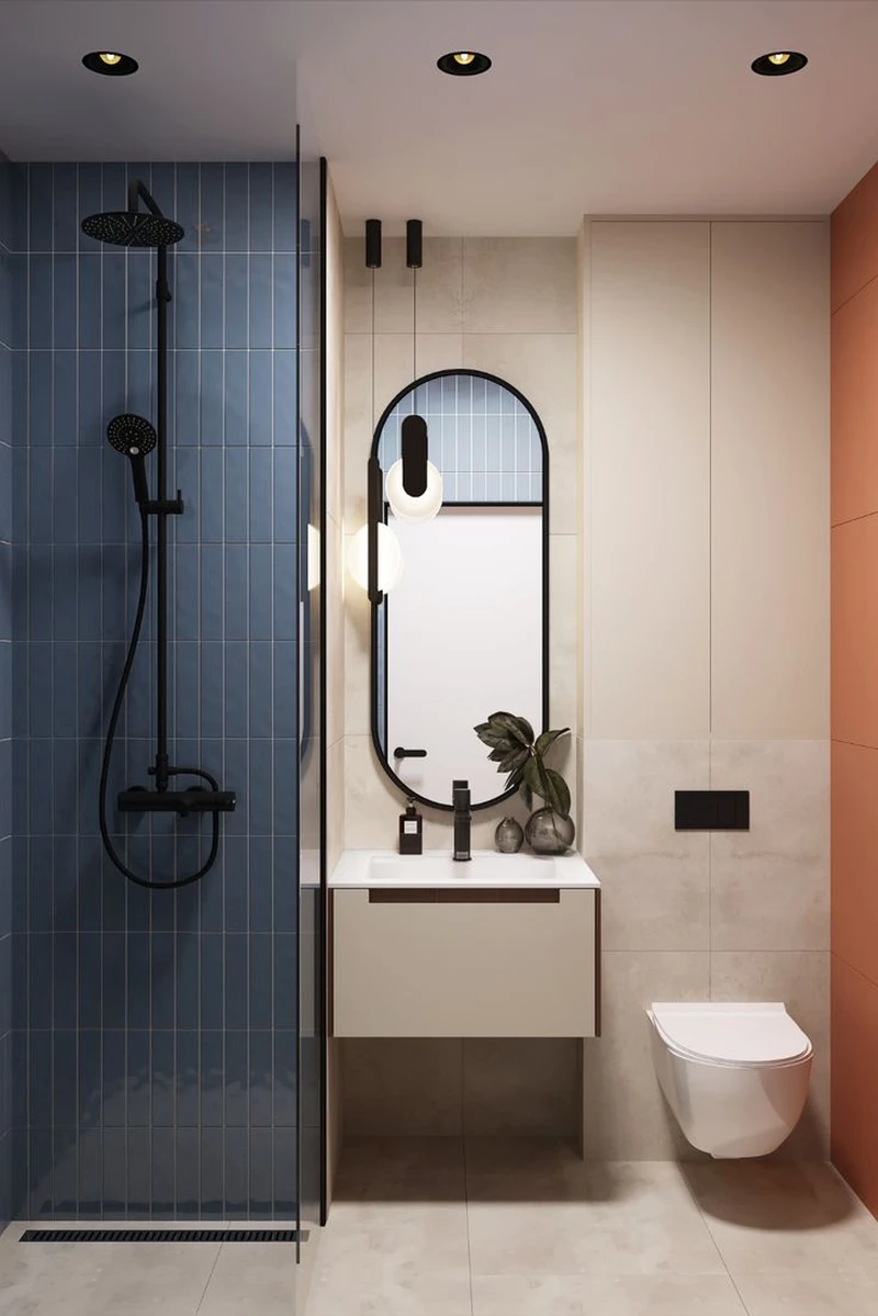 душевая с точечным светом