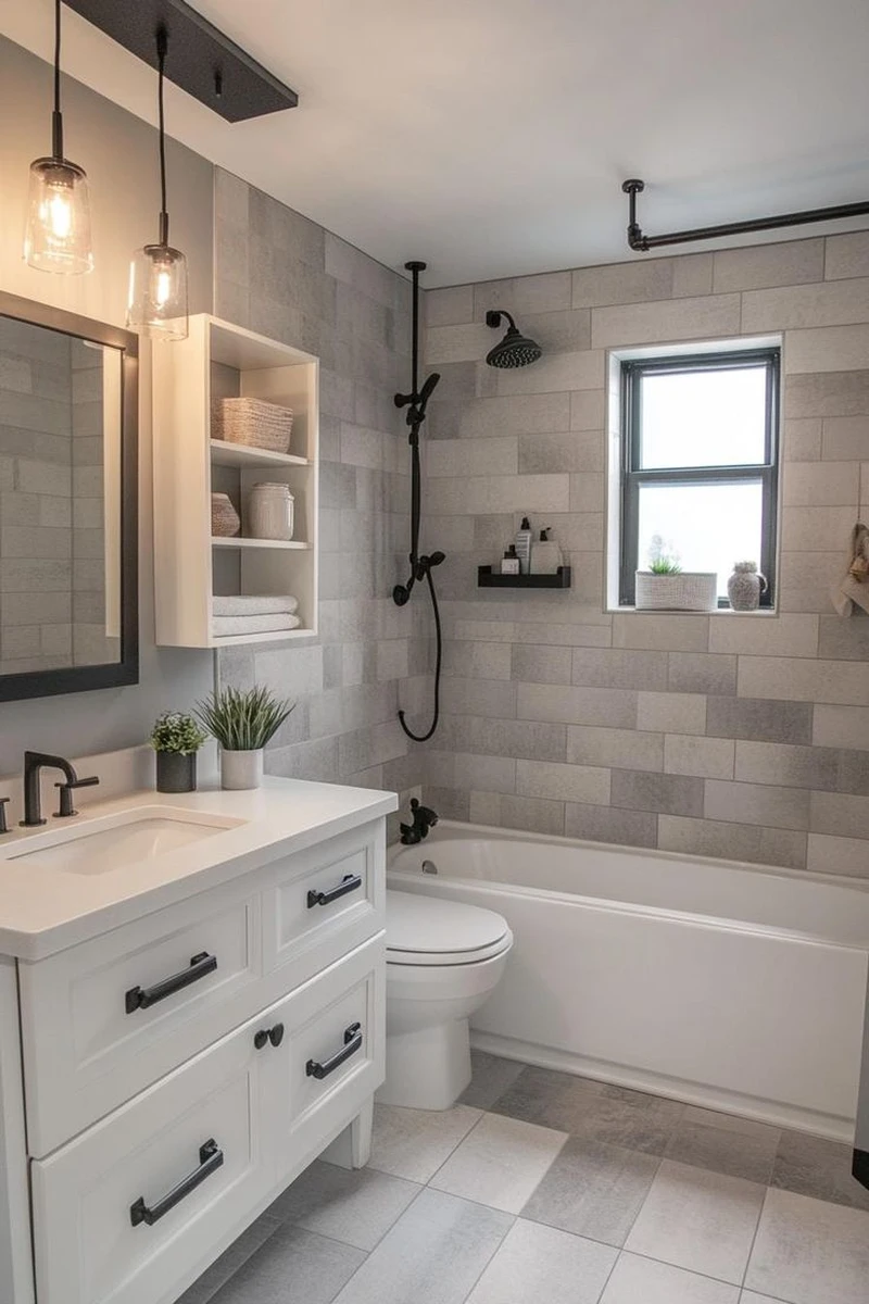 совмещенный саунузел в сканди стиле