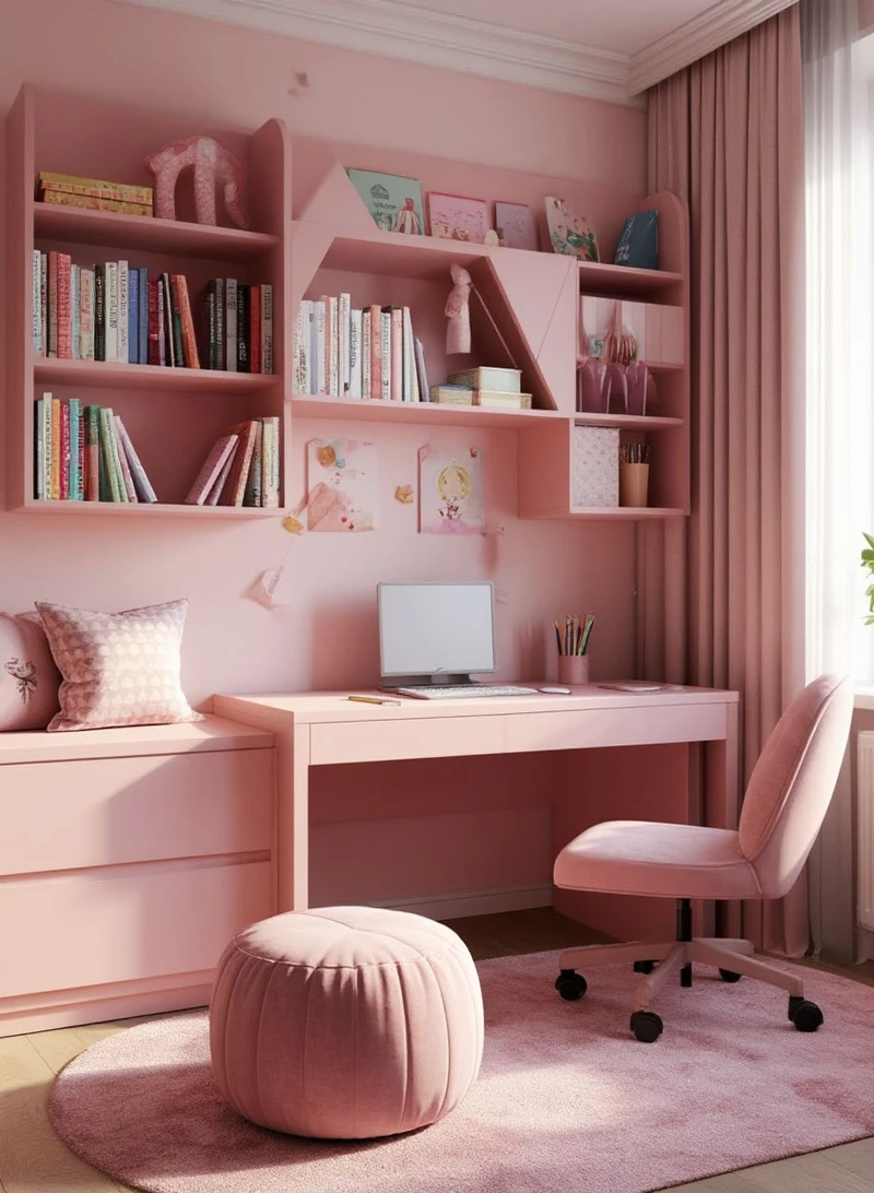 комната для девочки в розовом цвете