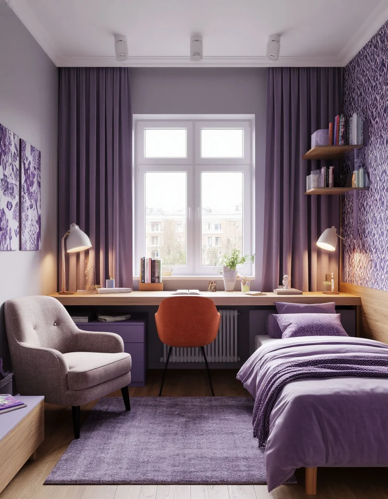 дизайн комнаты для ребенка в фиолетовых цветах