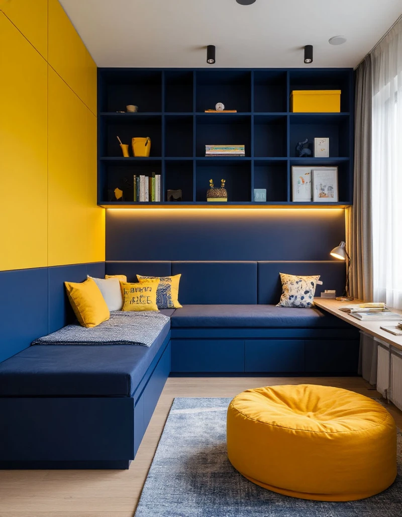 компактная комната с угловым диваном