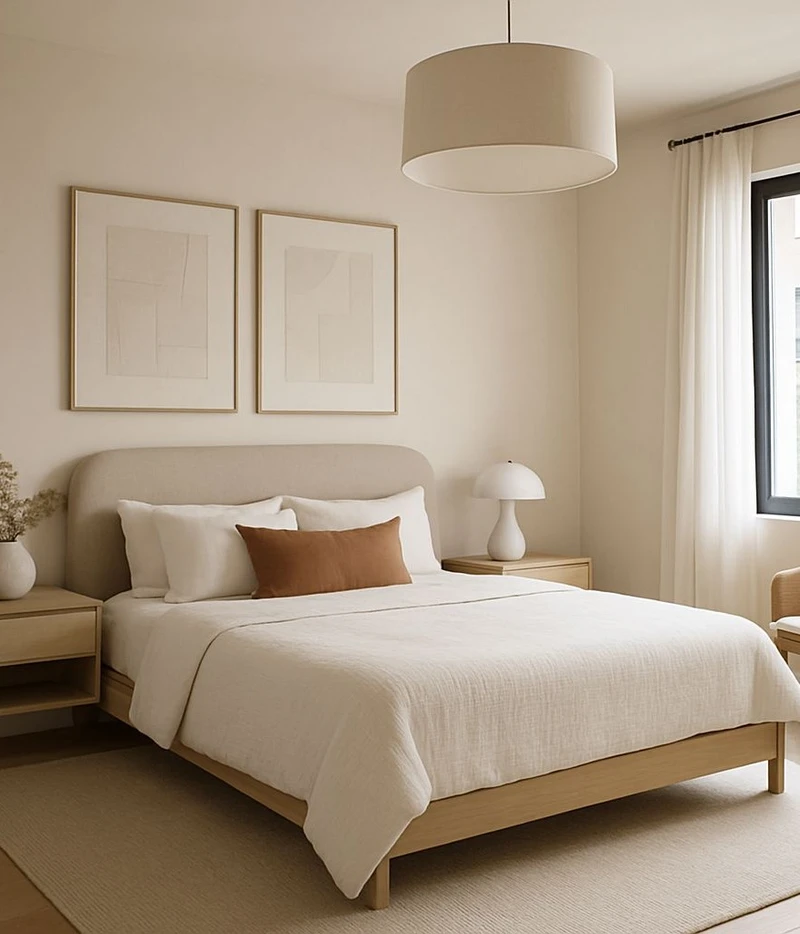 маленькая спальня в экологичном минимализме