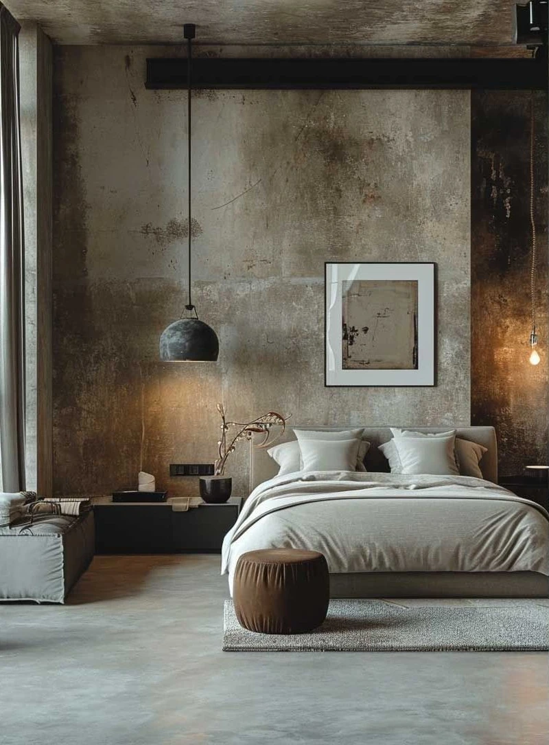 спальня в индастриал стиле