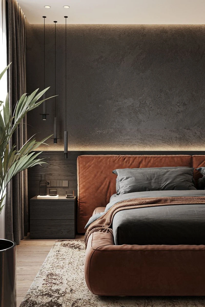 спальня с акцентной кроваью