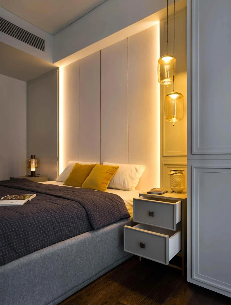 разноуровневое освещение спальни