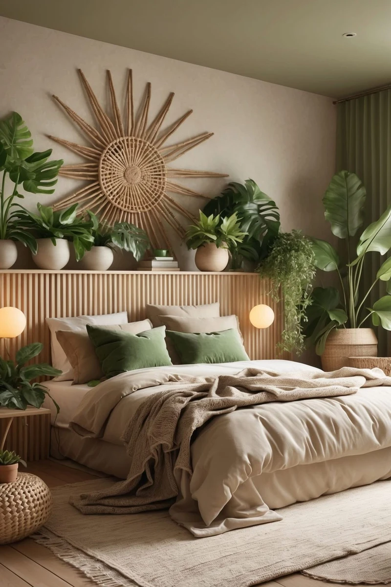 уютная спальня с цветами