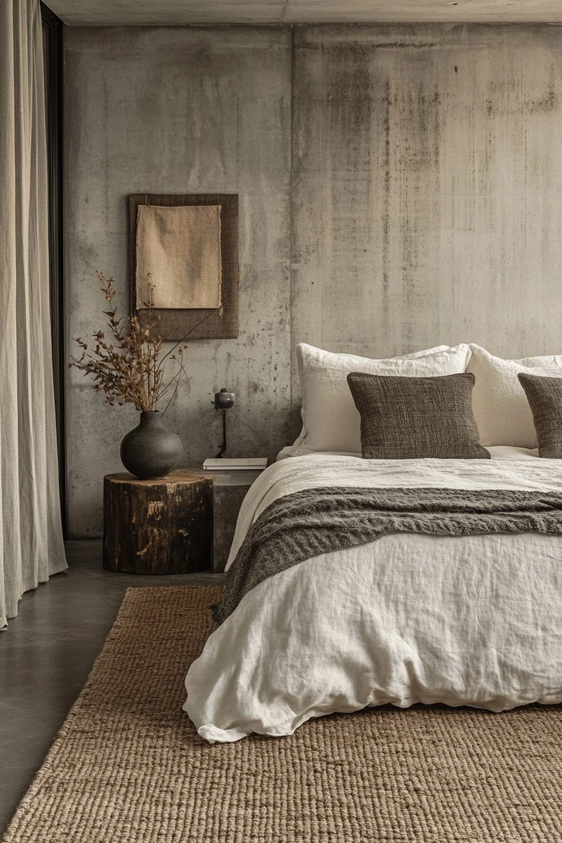 эко спальня с деревянной кроватью