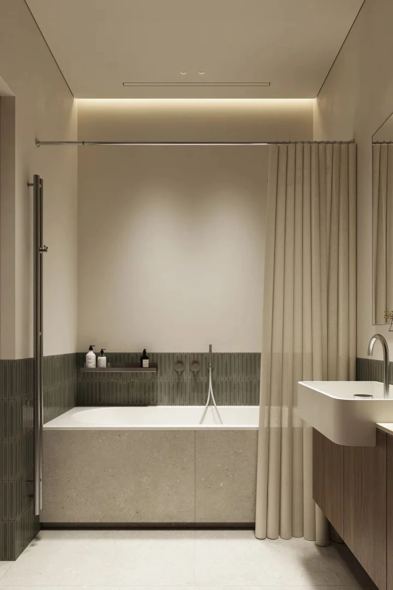 Ванная с вертикальным радиатором