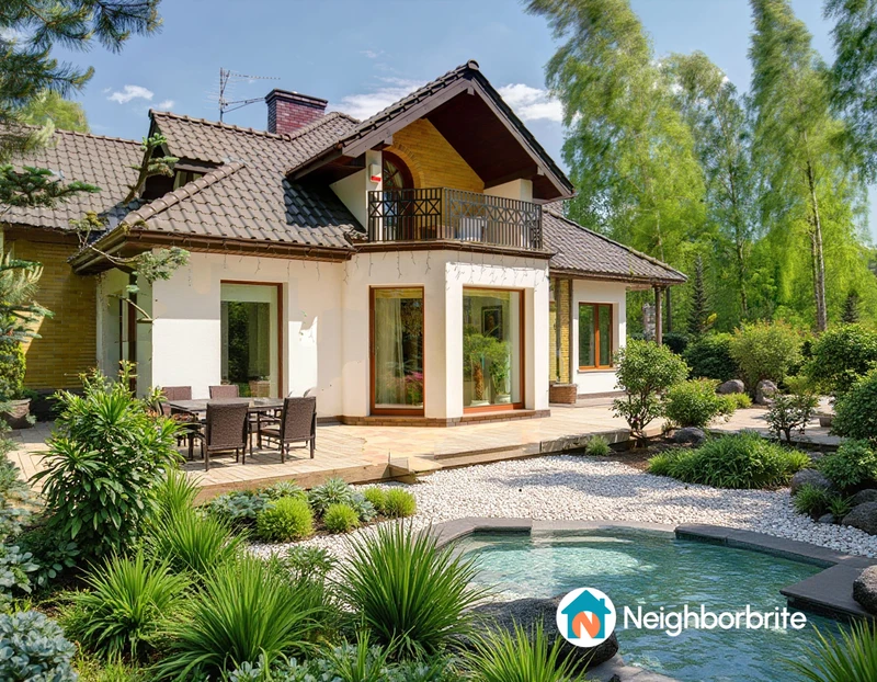 сгенерированный участок с бассейном