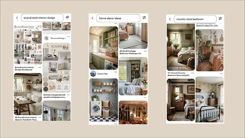 Интерфейс Pinterest