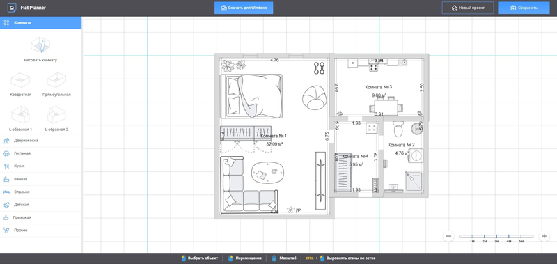 Интерфейс программы Flat Planner